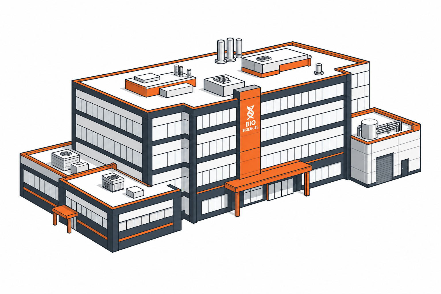 Illustration of a biotech manufacturing facility, Avecia project